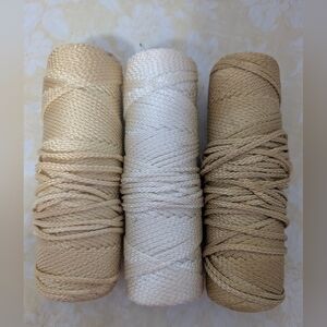 Set of three spools of durable, twisted craft cord